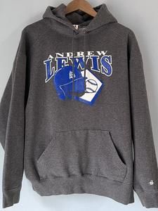 Andrew Lewis Baseball Hoodie Gray Y2K Badger Sports Puffy Screen print Size XL